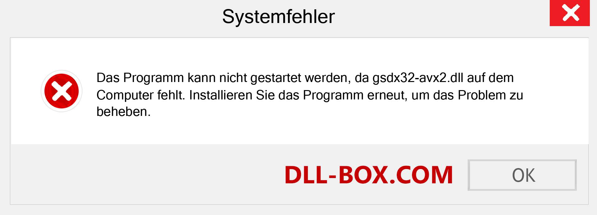 gsdx32-avx2.dll-Datei fehlt?. Download für Windows 7, 8, 10 - Fix gsdx32-avx2 dll Missing Error unter Windows, Fotos, Bildern